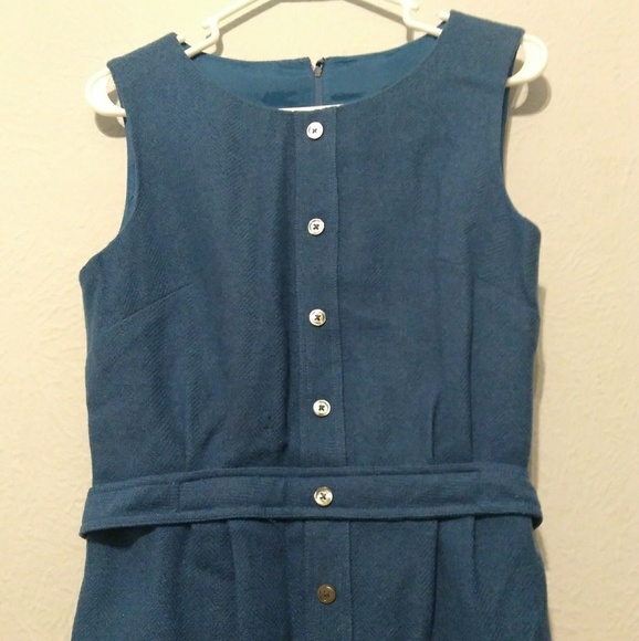Vintage blue button down shirt sheath dress - Picture 2 of 7